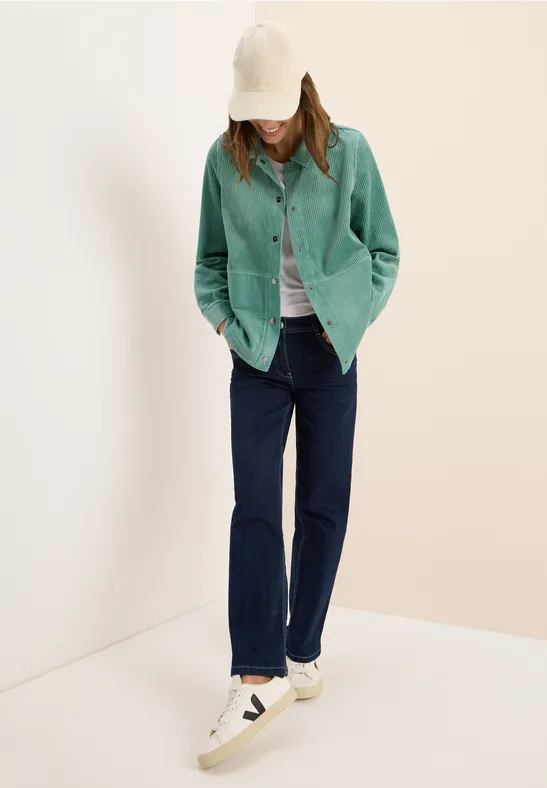 Cord Overshirt mit Knöpfen jewel green