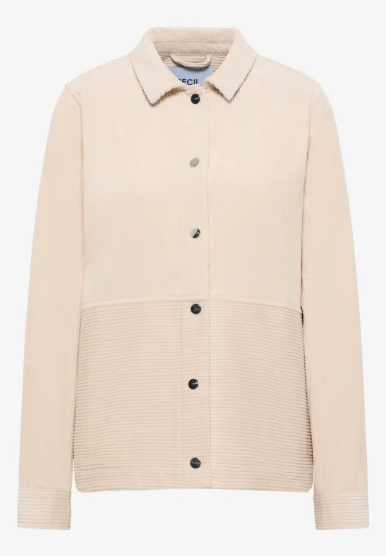 Cord Overshirt mit Knöpfen oat milk beige