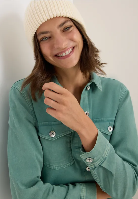 Gekleurd denim overhemd jewel green