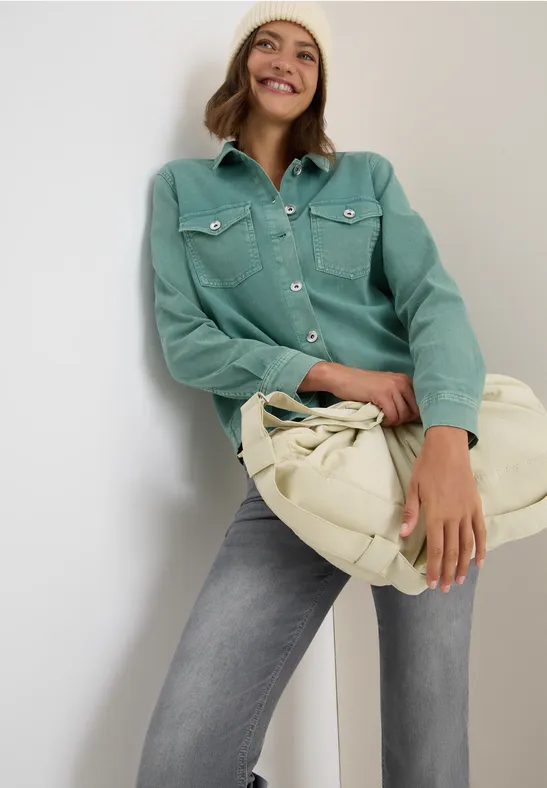Gekleurd denim overhemd jewel green