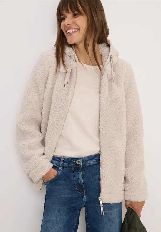 Teddy-Overshirt mit Kapuze teddy vanilla white