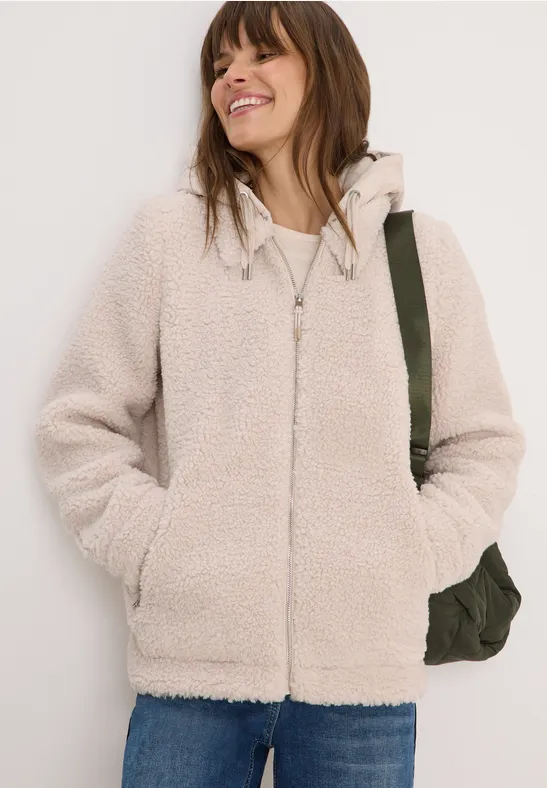 Teddy-Overshirt mit Kapuze teddy vanilla white