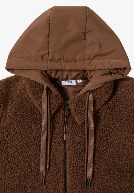 Teddy-Overshirt mit Kapuze mocha caramel