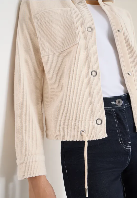 Cordjacke mit Tunnelzug pearl beige