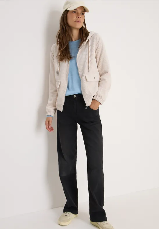 Cordjacke mit Kapuze oat milk beige