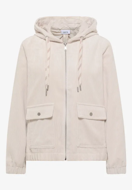 Cordjacke mit Kapuze oat milk beige