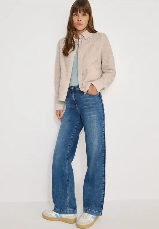 Teddy-Jacke mit Corddetails teddy vanilla white