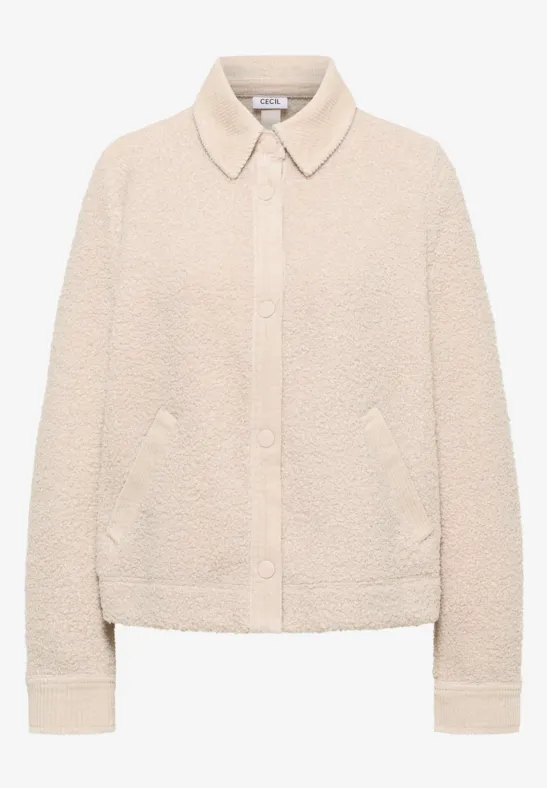 Teddy-Jacke mit Corddetails teddy vanilla white