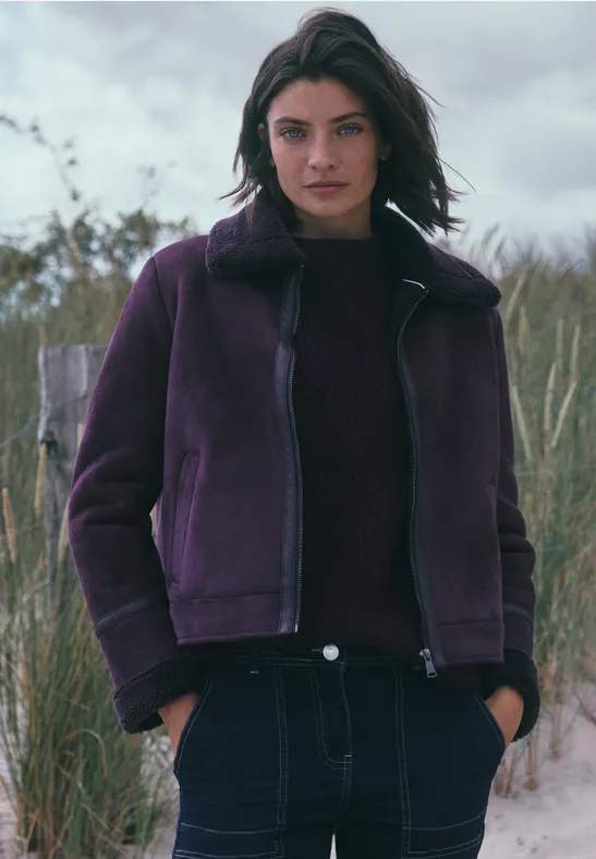 Veloursjacke eggplant red