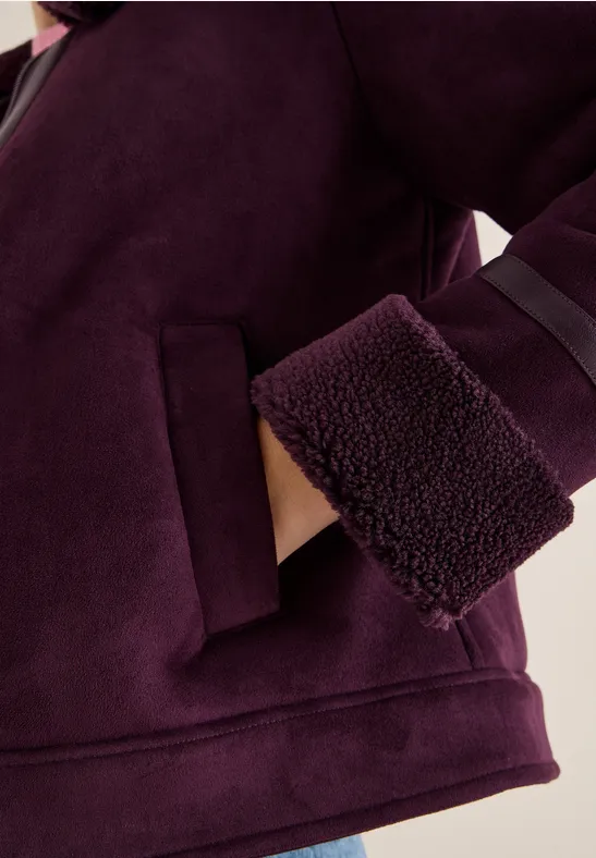Veloursjacke eggplant red