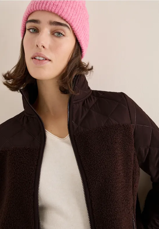 Teddy-Jacke mit Steppdetails tartufo brown