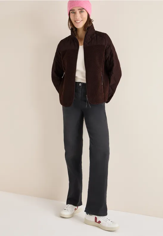 Teddy-Jacke mit Steppdetails tartufo brown