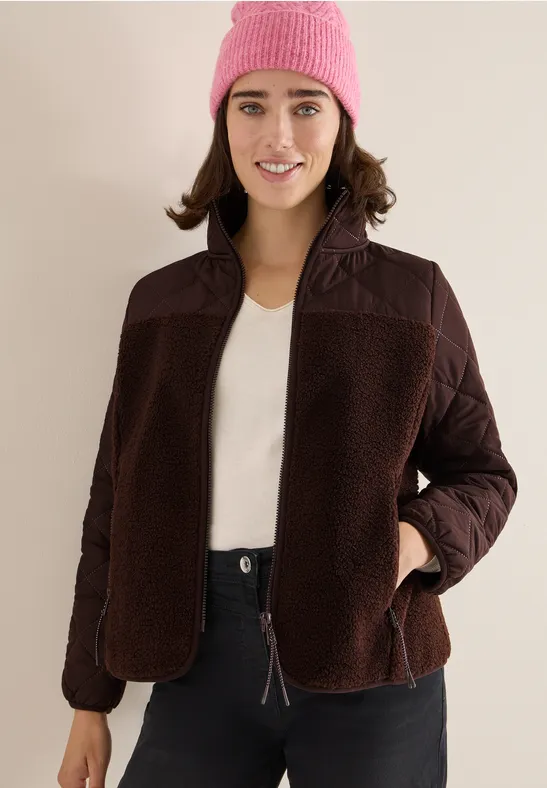 Teddy-Jacke mit Steppdetails tartufo brown
