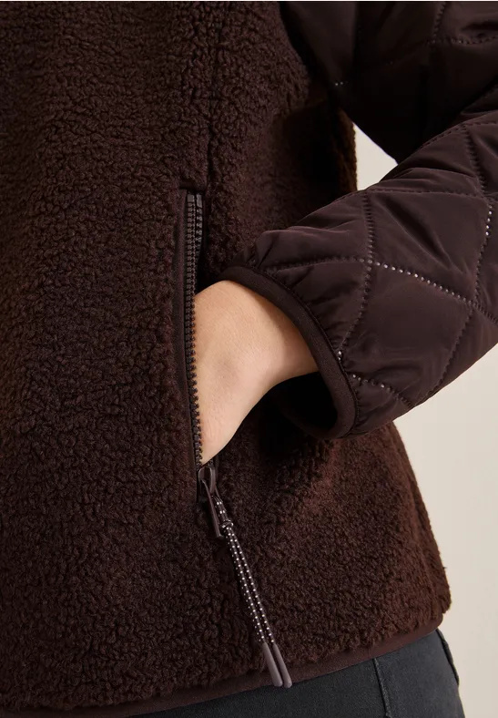 Teddy-Jacke mit Steppdetails tartufo brown