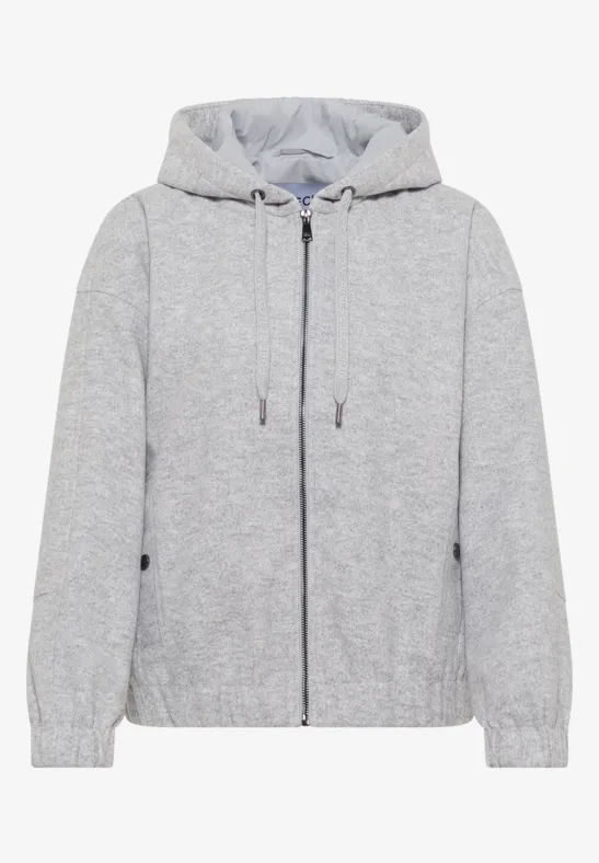 Hoodie Blouson in Wolloptik luna grey melange