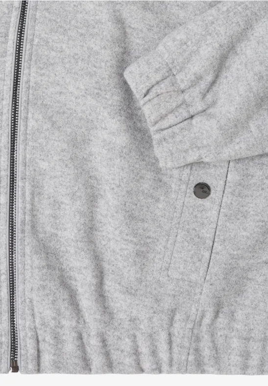 Hoodie Blouson in Wolloptik luna grey melange