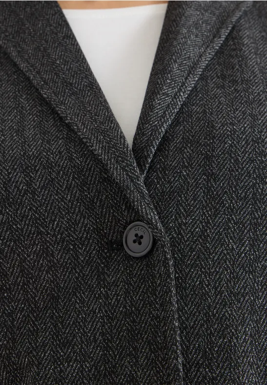 Herringbone Blazer Black