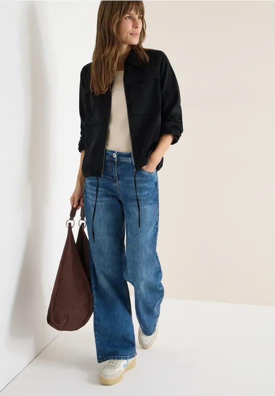 Cordjacke mit Tunnelzug Black