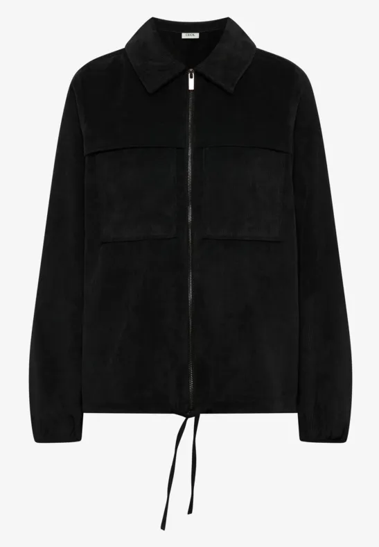 Cordjacke mit Tunnelzug Black