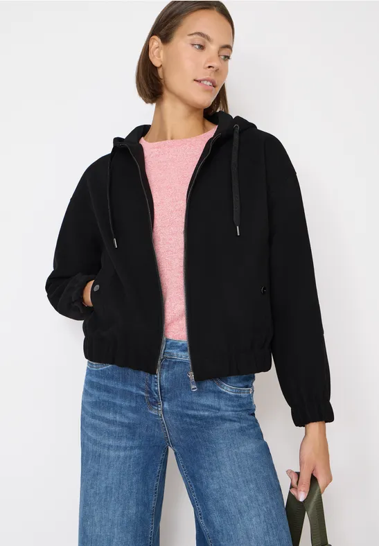 Hoodie Blouson in Wolloptik Black