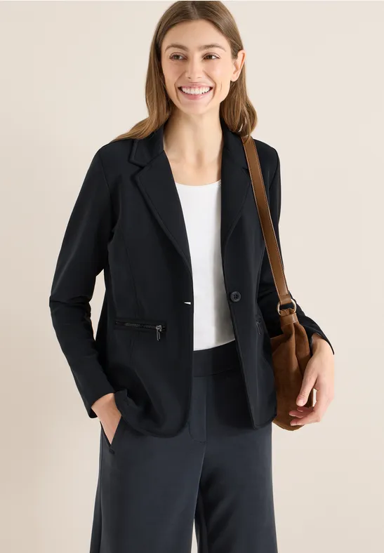 Zijden blazer Black