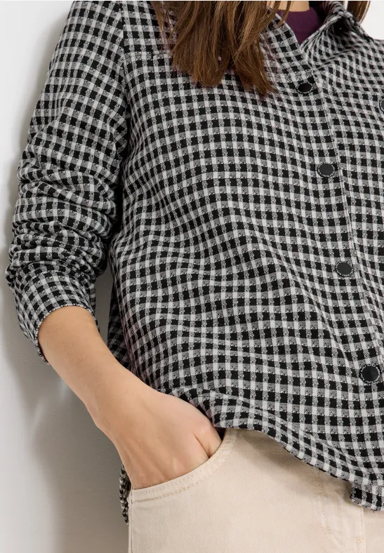 Jacquard geruite binnenjas Black