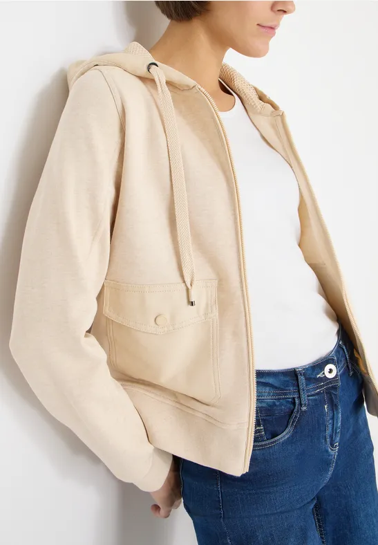 Strukturmix Hoodie Jacke desert beige melange