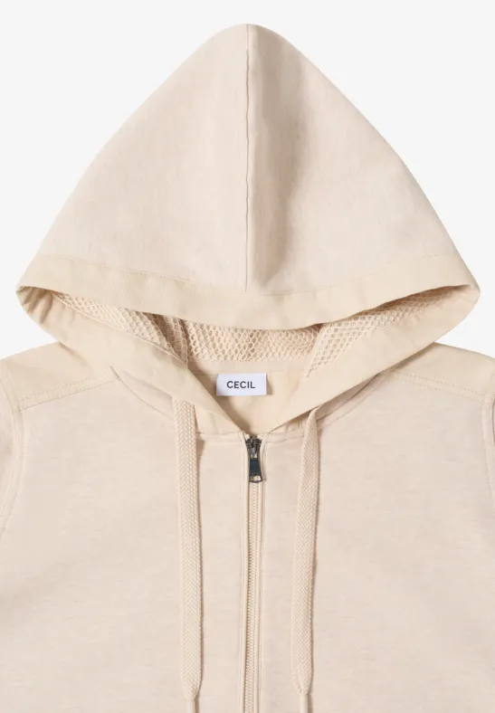 Strukturmix Hoodie Jacke desert beige melange
