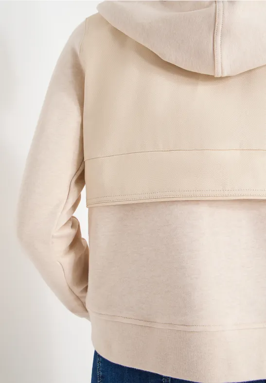 Strukturmix Hoodie Jacke desert beige melange