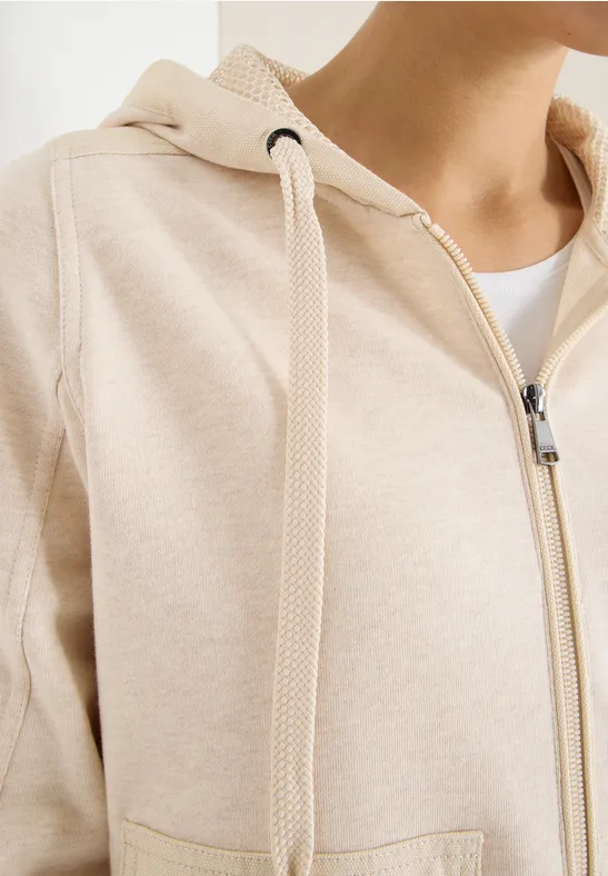 Strukturmix Hoodie Jacke desert beige melange