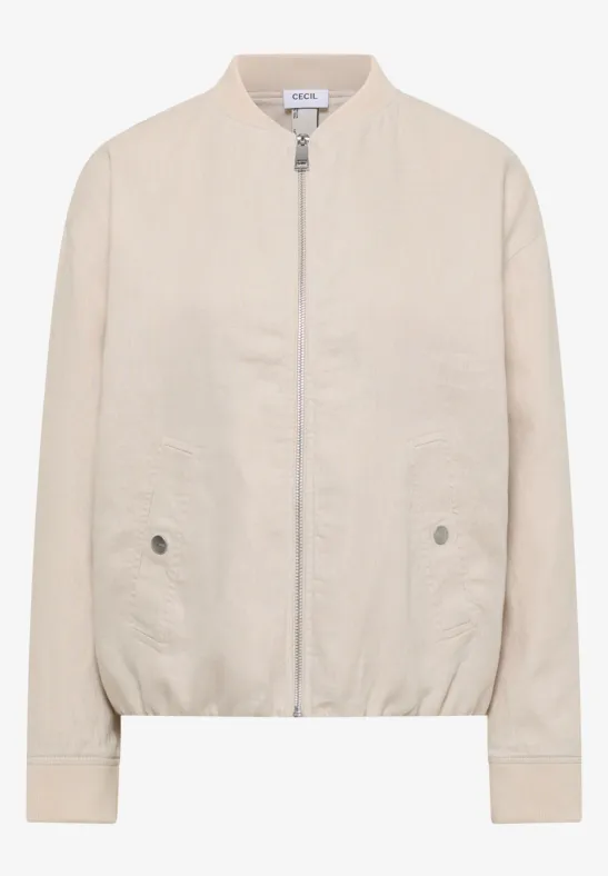 Blouson aus Leinen mit Zipper macadamia beige
