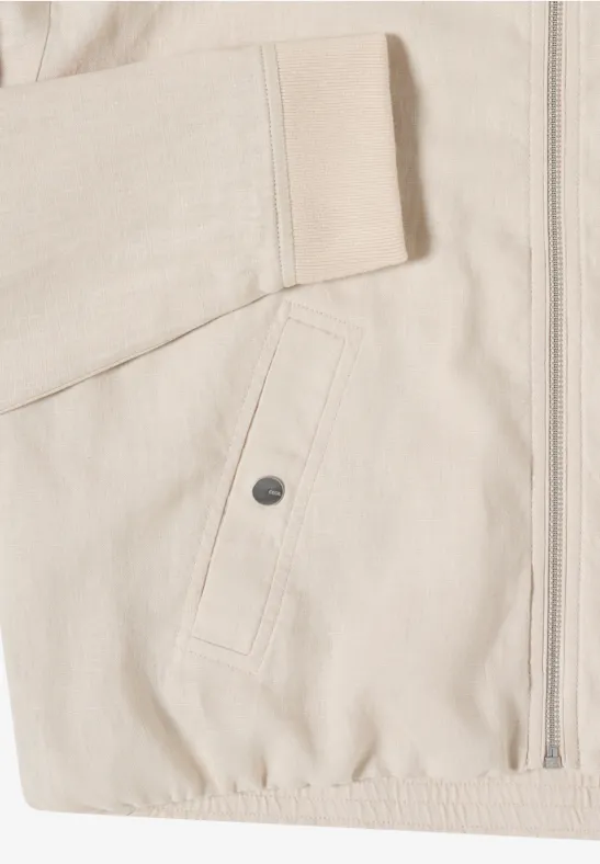 Blouson aus Leinen mit Zipper macadamia beige