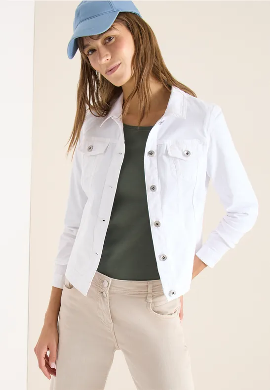Veste en jean avec poches poitrine et boutons White