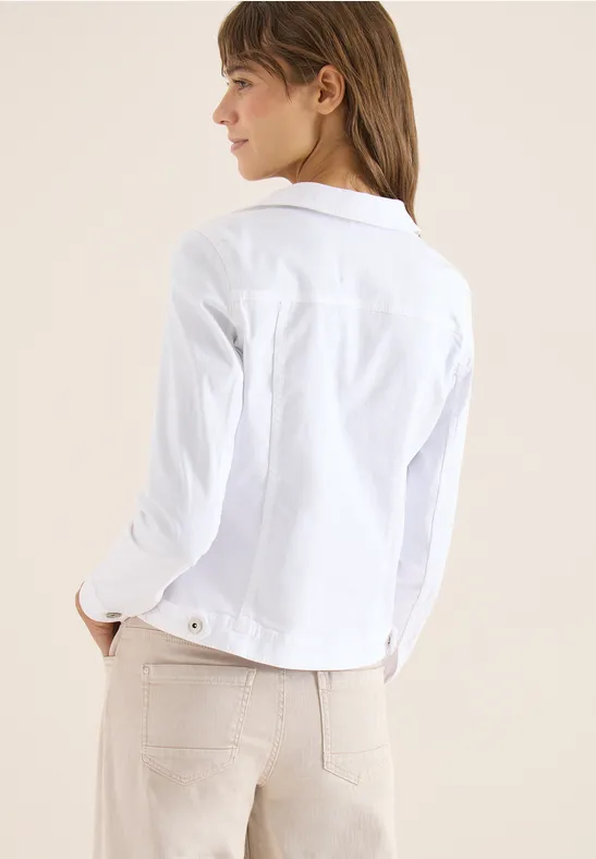 Veste en jean avec poches poitrine et boutons White