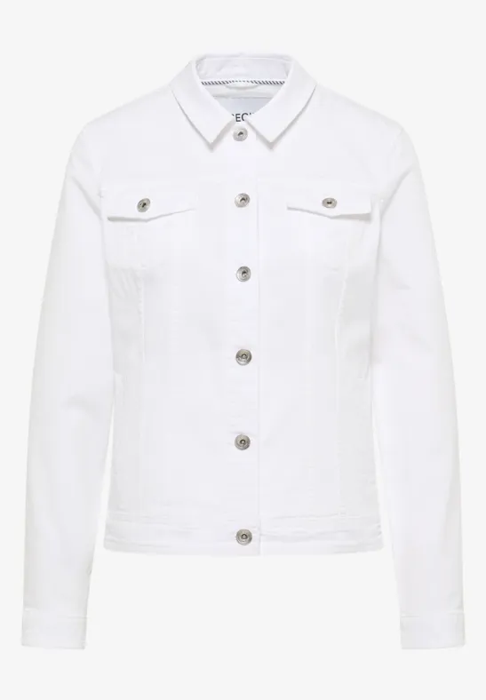 Veste en jean avec poches poitrine et boutons White