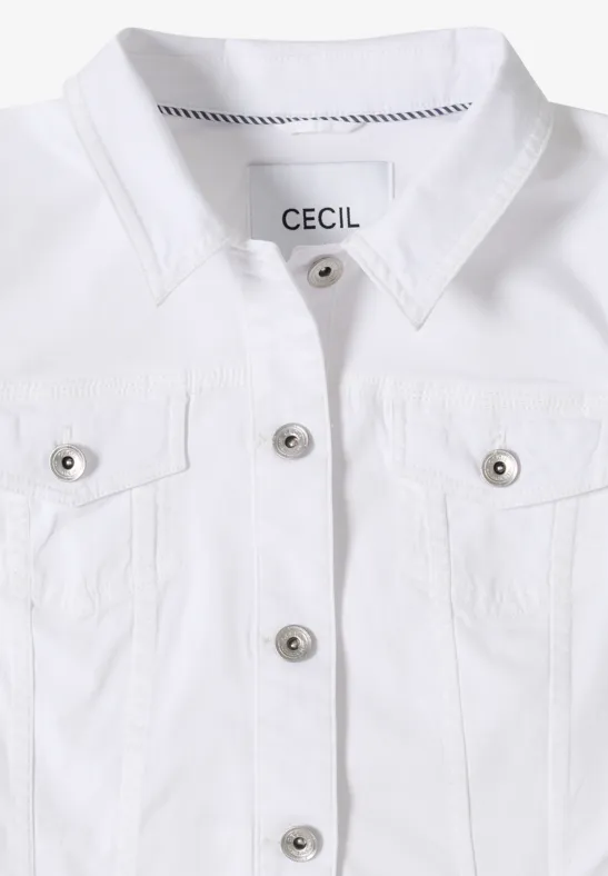 Veste en jean avec poches poitrine et boutons White
