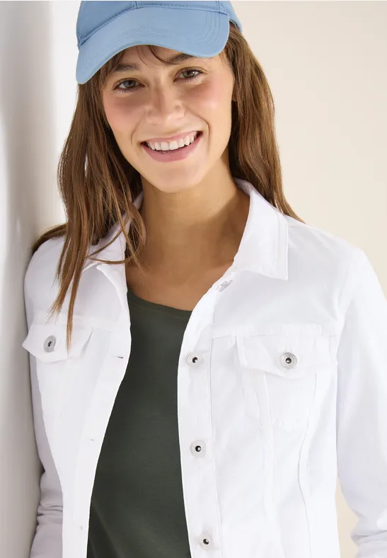 Veste en jean avec poches poitrine et boutons White