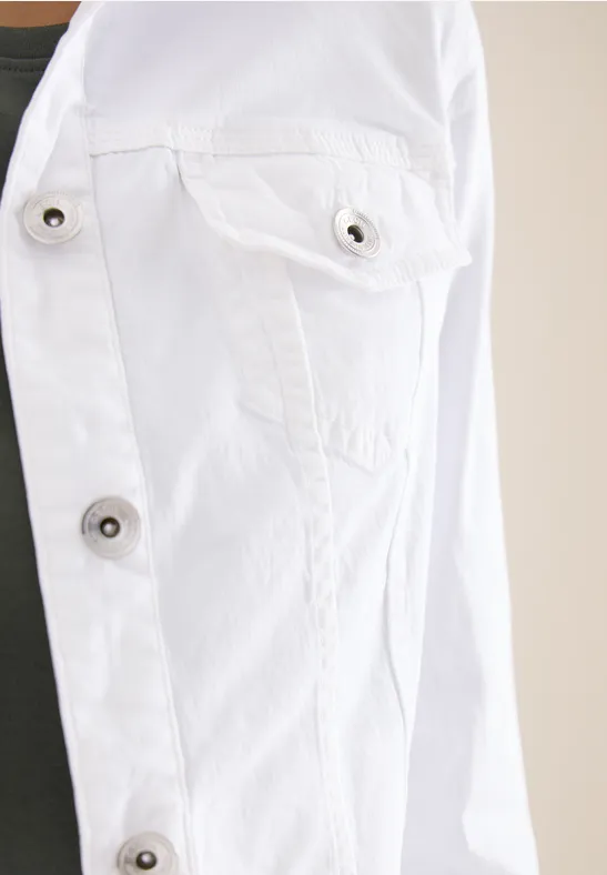 Veste en jean avec poches poitrine et boutons White