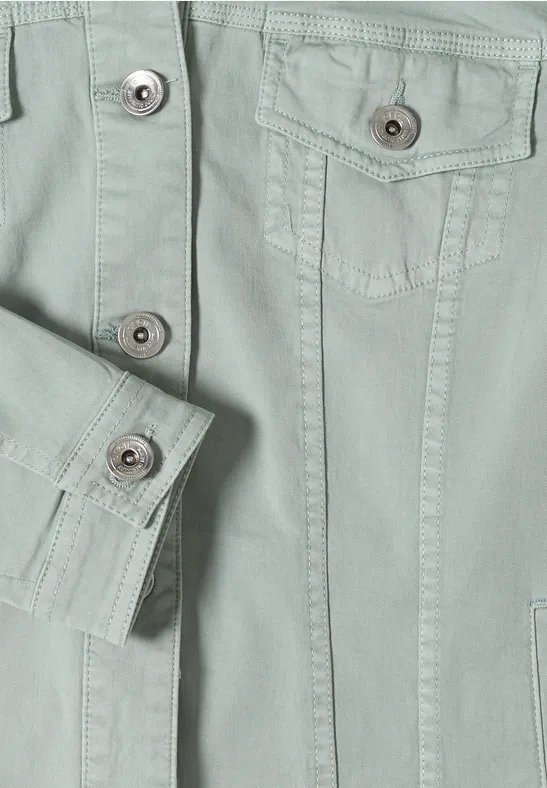 Denim jack met borstzakken en knopen mint sea green