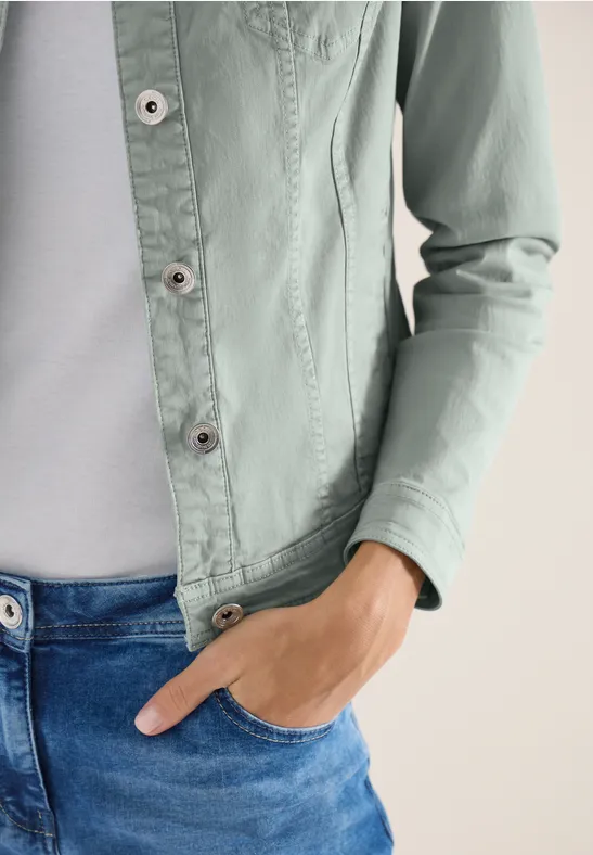 Denim jack met borstzakken en knopen mint sea green