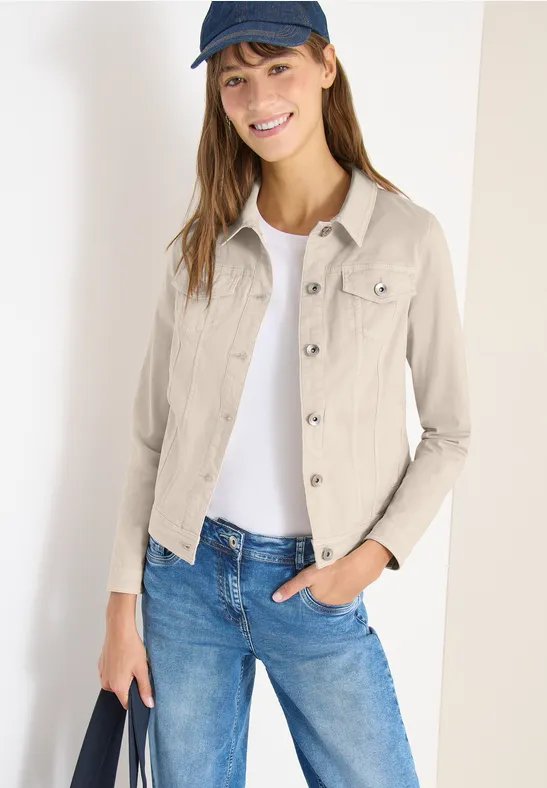 Veste en jean avec poches poitrine et boutons dust beige