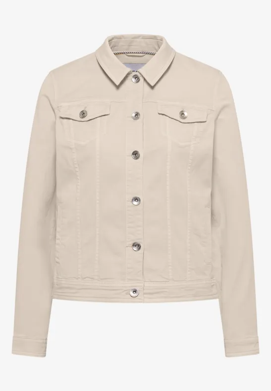 Veste en jean avec poches poitrine et boutons dust beige