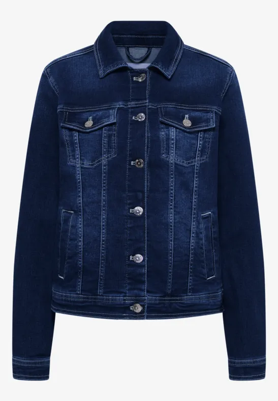 Jeansjacke mit Brusttaschen und Knöpfen mid blue wash
