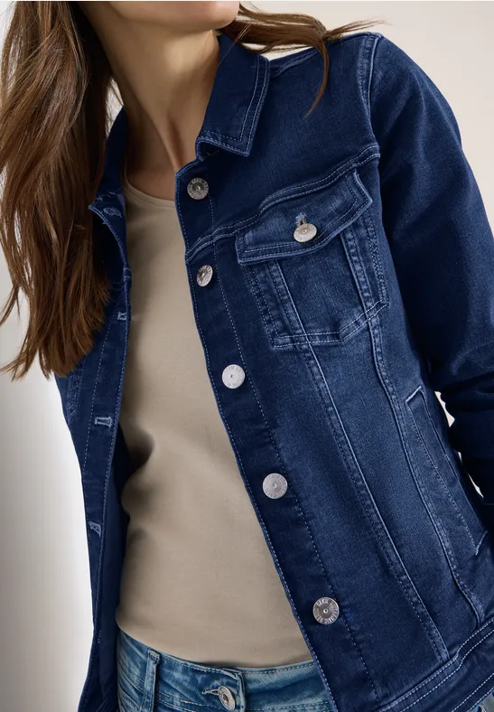 Jeansjacke mit Brusttaschen und Knöpfen mid blue wash