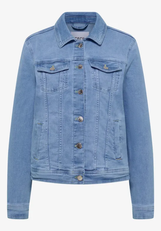 Jeansjacke mit Brusttaschen und Knöpfen light blue washed