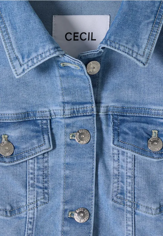 Jeansjacke mit Brusttaschen und Knöpfen light blue washed