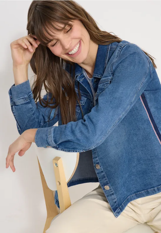 Overshirt mit Knopfleiste light blue used wash