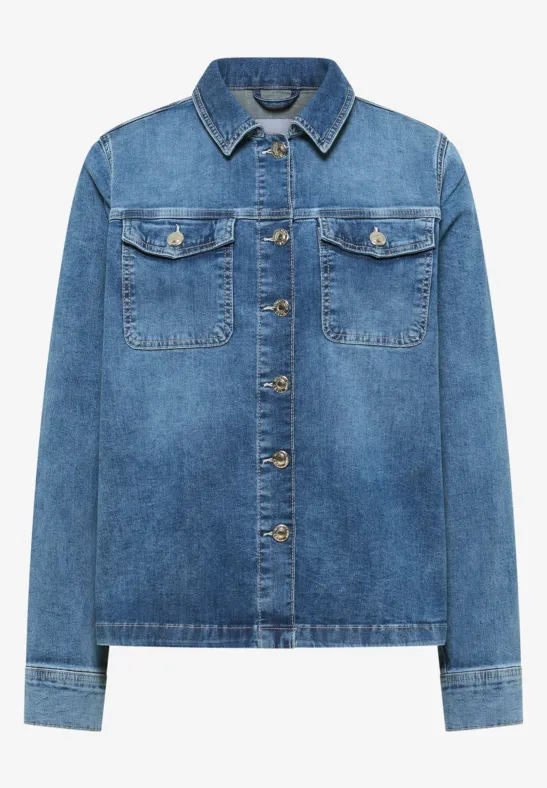 Overshirt mit Knopfleiste light blue used wash
