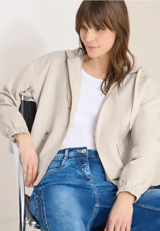 Jacke mit Kapuze pearl beige