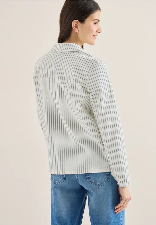 Gestreiftes Overshirt vanilla white